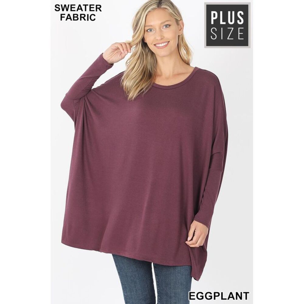 World of Leggings Oversized Round Neck Poncho Plus Size Sweater